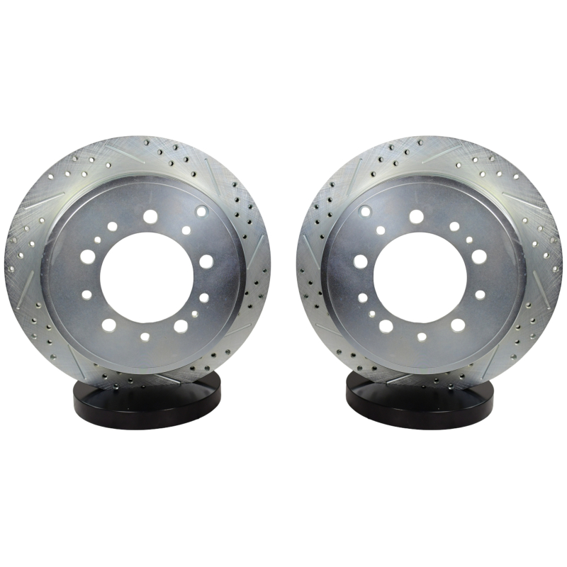 Toyota Tundra Brake Rotors (2) - Rear - Baer Brakes - Claw Performance, Slotted/Drilled - Zinc-Plated - `07-`21